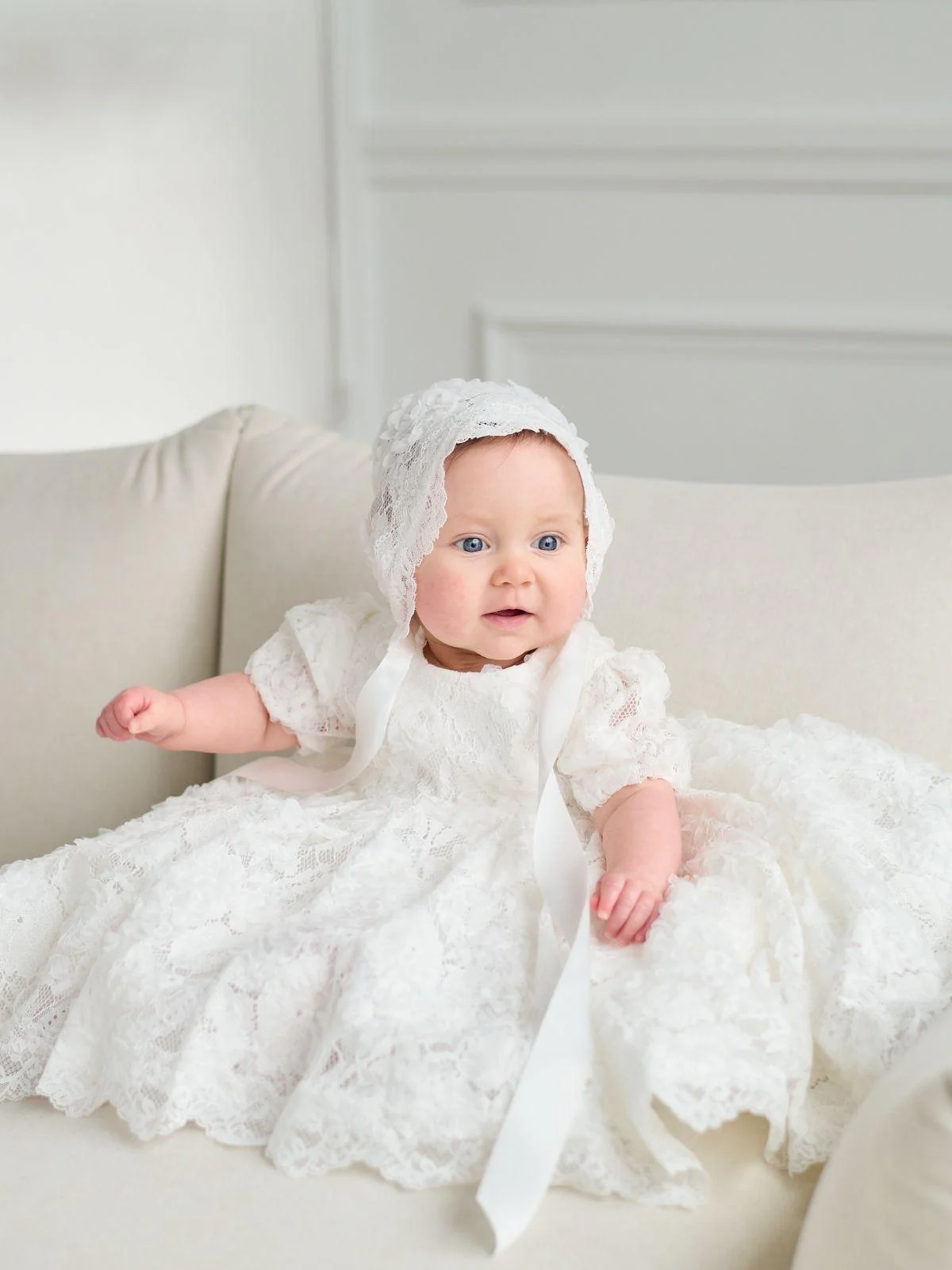 Baptism christening gown Baptism Dress | Amelia-B104 detail view 5 - delivered to Leeds